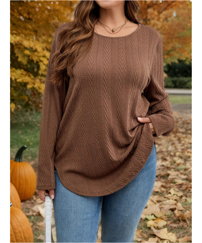 jkthpu-45 Plus Size, Women's Oversized Brown Sweater - Soft