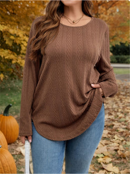 jkthpu-45 Plus Size, Women's Oversized Brown Sweater - Soft