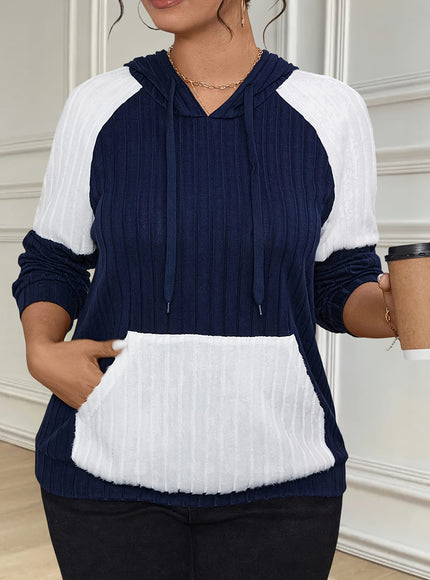 jkthpu-45 Plus Size, Women's Oversized Hoodie - Navy &