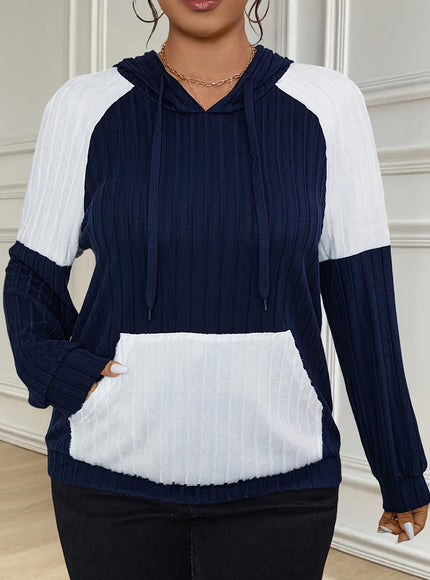 jkthpu-45 Plus Size, Women's Oversized Hoodie - Navy &