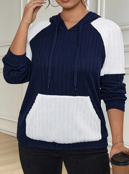 jkthpu-45 Plus Size, Women's Oversized Hoodie - Navy &