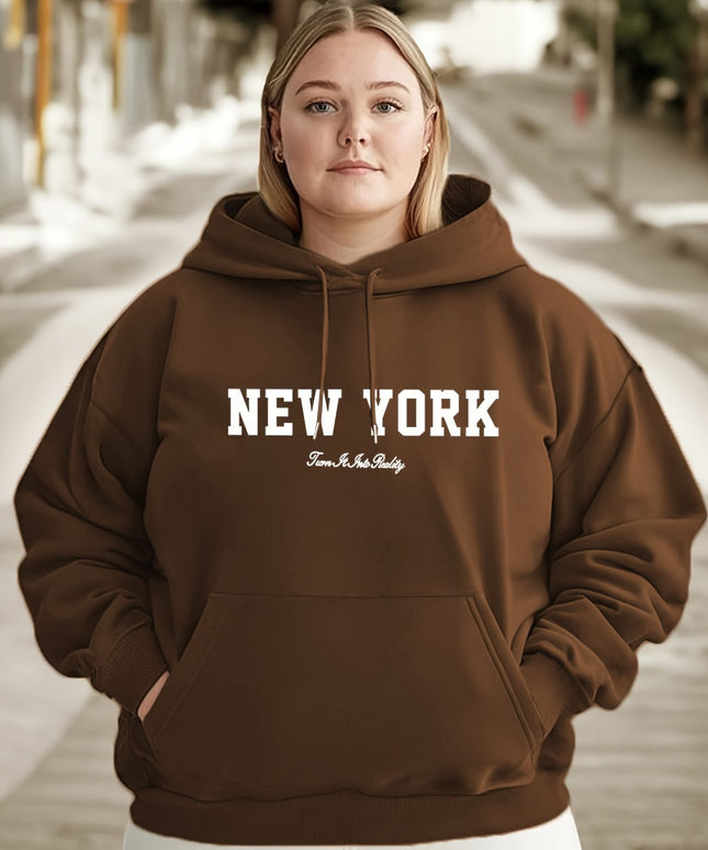 jkthpu-45 Plus Size Women's Oversized Hoodie - New York