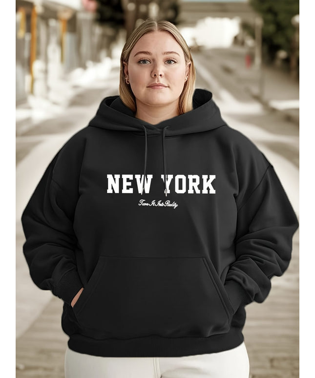 jkthpu-45 Plus Size Women's Oversized Hoodie - New York