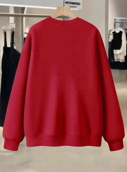 jkthpu-45 Plus Size, Women's Oversized Red Hoodie with Positive