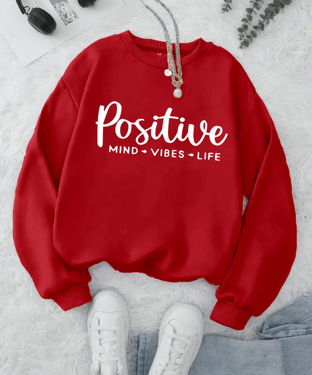 jkthpu-45 Plus Size, Women's Oversized Red Hoodie with Positive