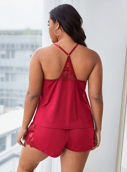 jkthpu-45 Plus Size Women'S Pajama Set Featuring a Camisole