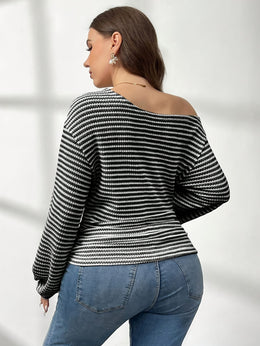 jkthpu-45 Plus Size, Women's Plus Size Asymmetrical Off-Shoulder Long