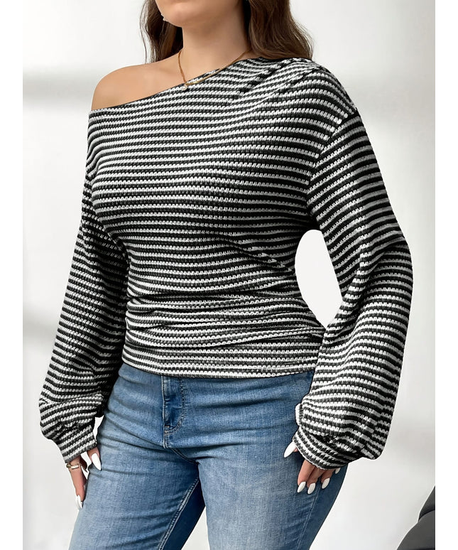 jkthpu-45 Plus Size, Women's Plus Size Asymmetrical Off-Shoulder Long