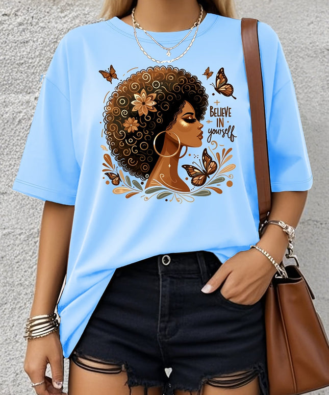 KissICON Plus Size - Women'S Plus Size Casual Fashion T-Shirt - Vintage-Inspired Butterfly & Floral Print, Soft, Loose Fit, Comfortable Short Sleeve Tee for Spring/Summer/Fall, Everyday Tshirt | Vintageinspired Design | Soft Fabric Te