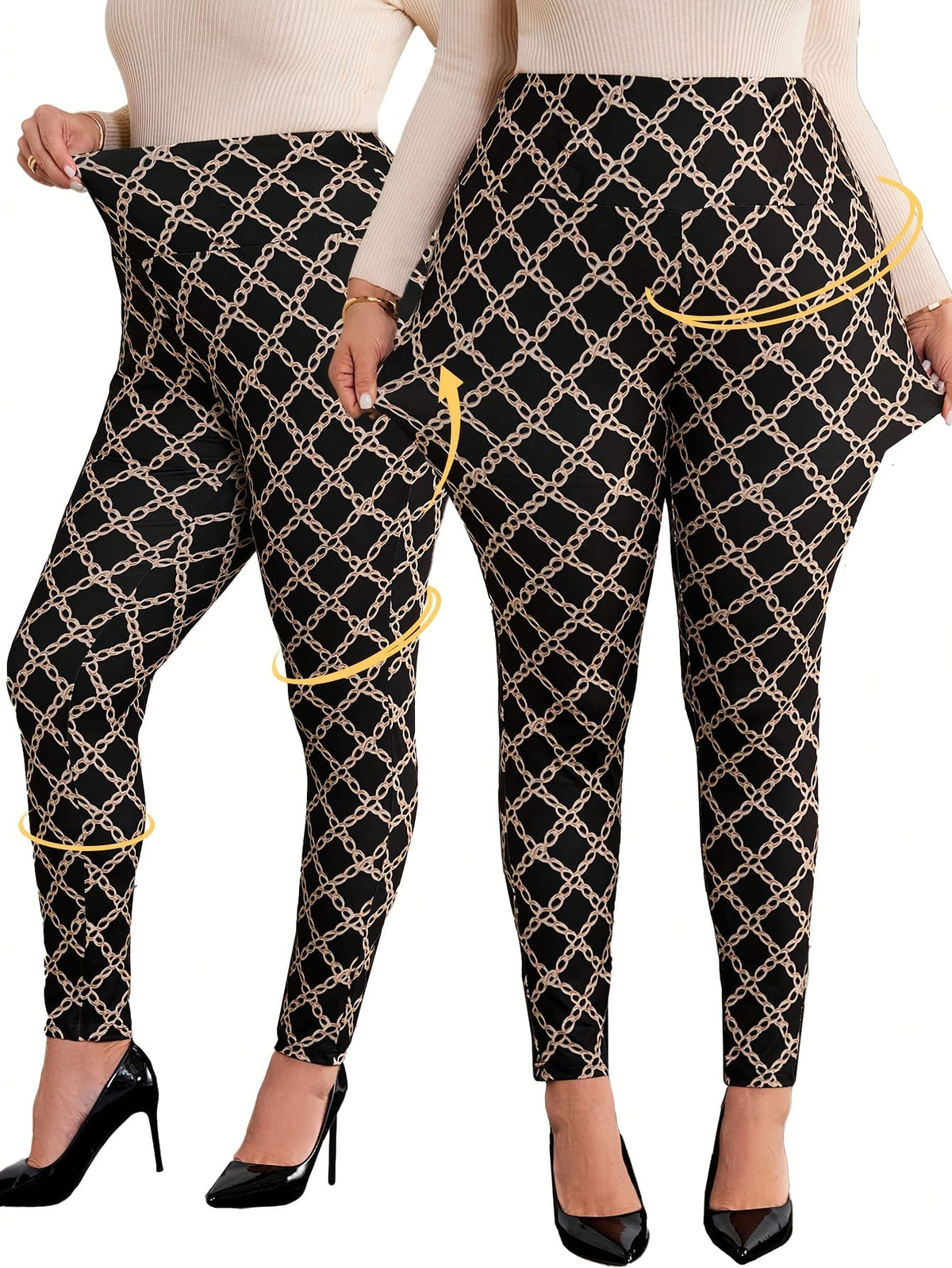 jkthpu-45 Plus Size - Women'S Plus Size Chain Print