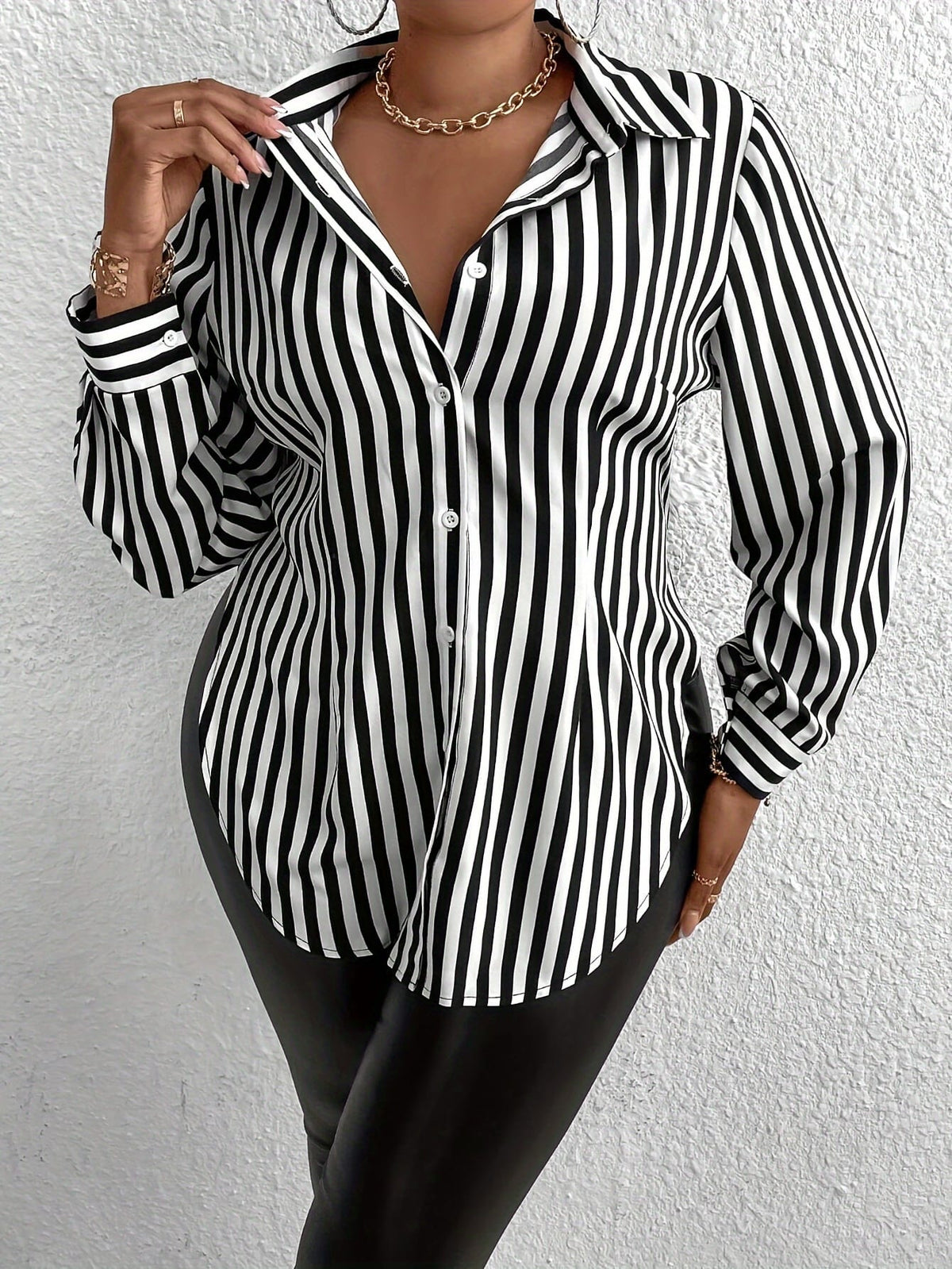 jkthpu-45 Plus Size - Women'S Plus Size Classic Striped