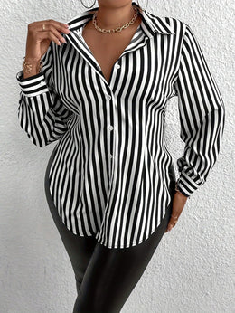 jkthpu-45 Plus Size - Women'S Plus Size Classic Striped