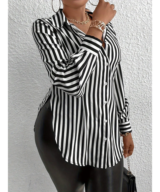 jkthpu-45 Plus Size - Women'S Plus Size Classic Striped