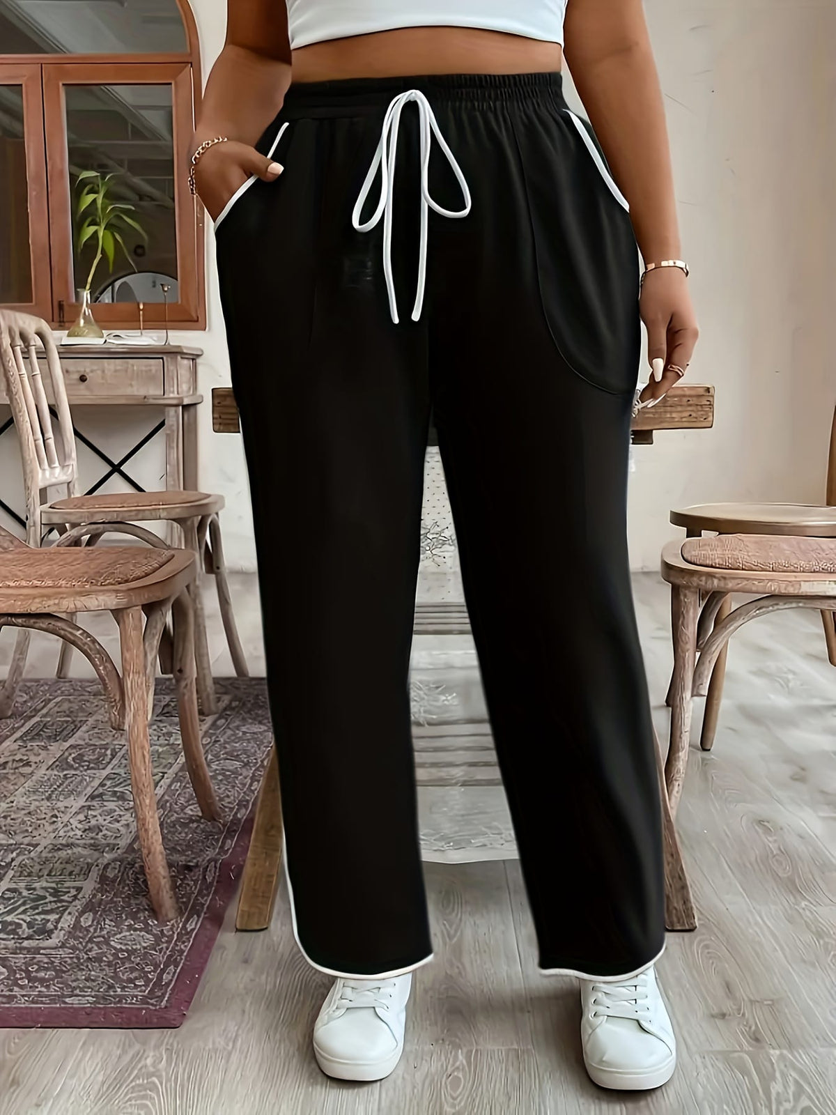 jkthpu-45 Plus Size - Women'S Plus Size Elegant Contrast