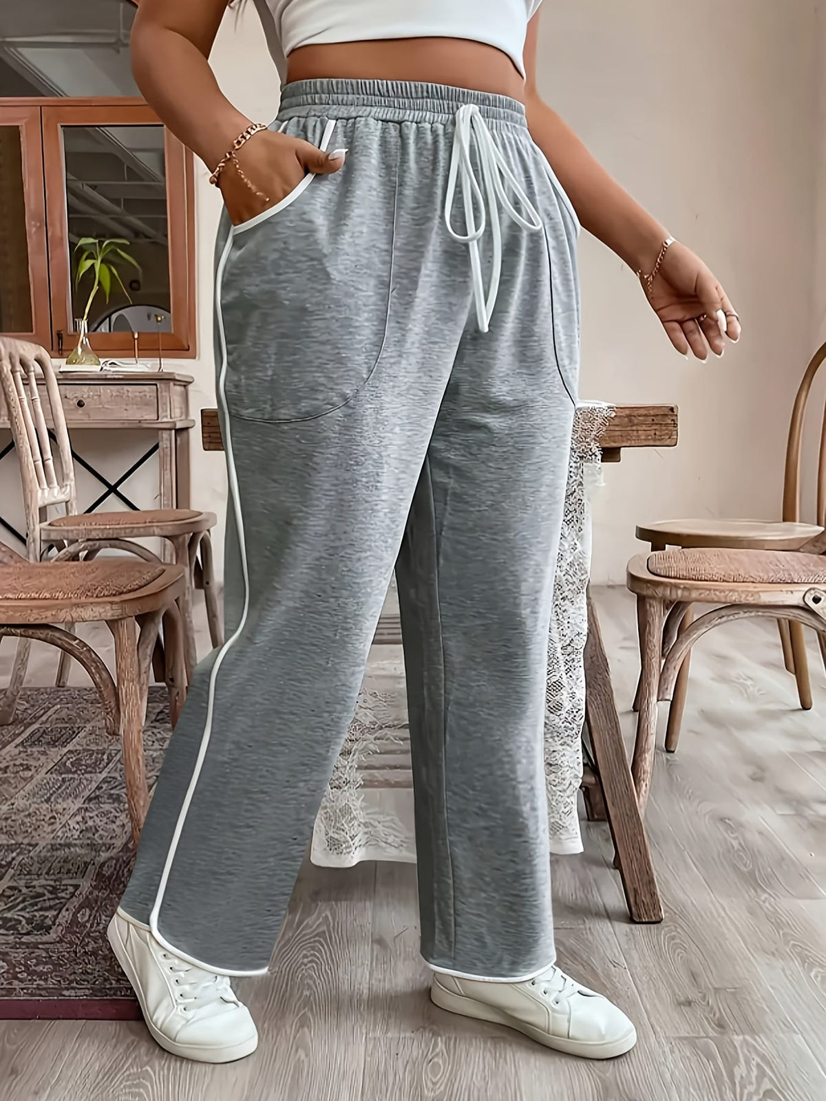 jkthpu-45 Plus Size - Women'S Plus Size Elegant Contrast