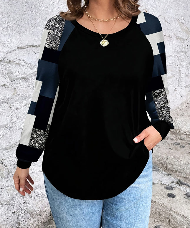 jkthpu-45 Plus Size, Women's Plus Size Elegant Oversized Geometric