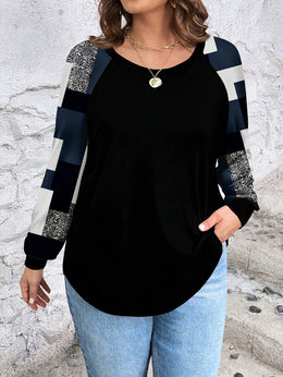 jkthpu-45 Plus Size, Women's Plus Size Elegant Oversized Geometric