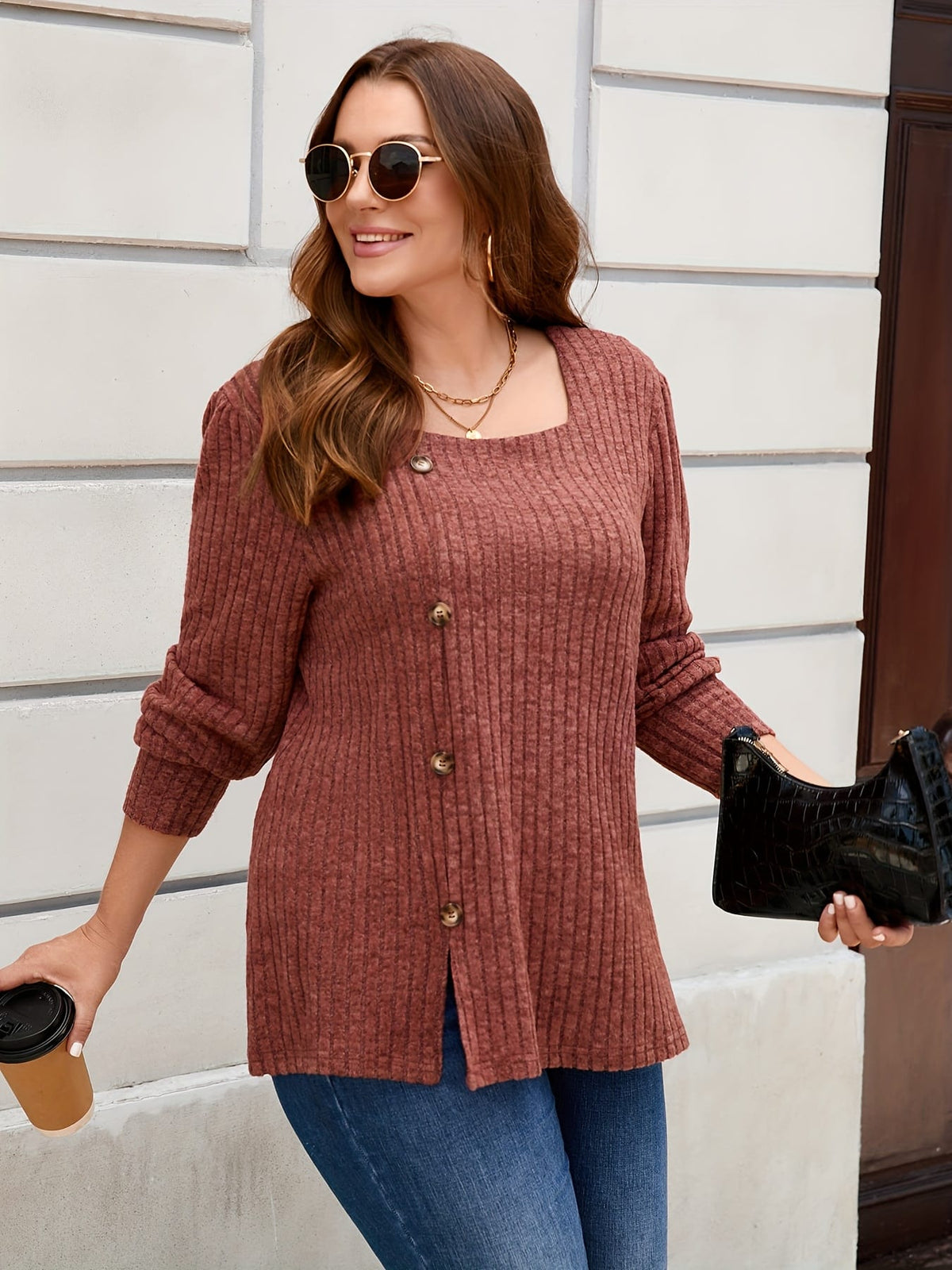 jkthpu-45 Plus Size - Women'S Plus Size Elegant Square