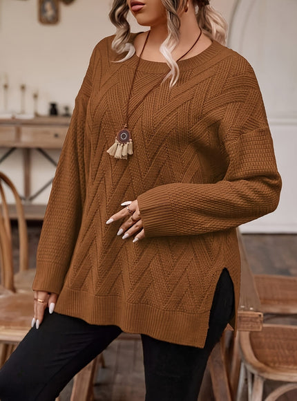 jkthpu-45 Plus Size, Women's Plus Size Elegant Sweater -