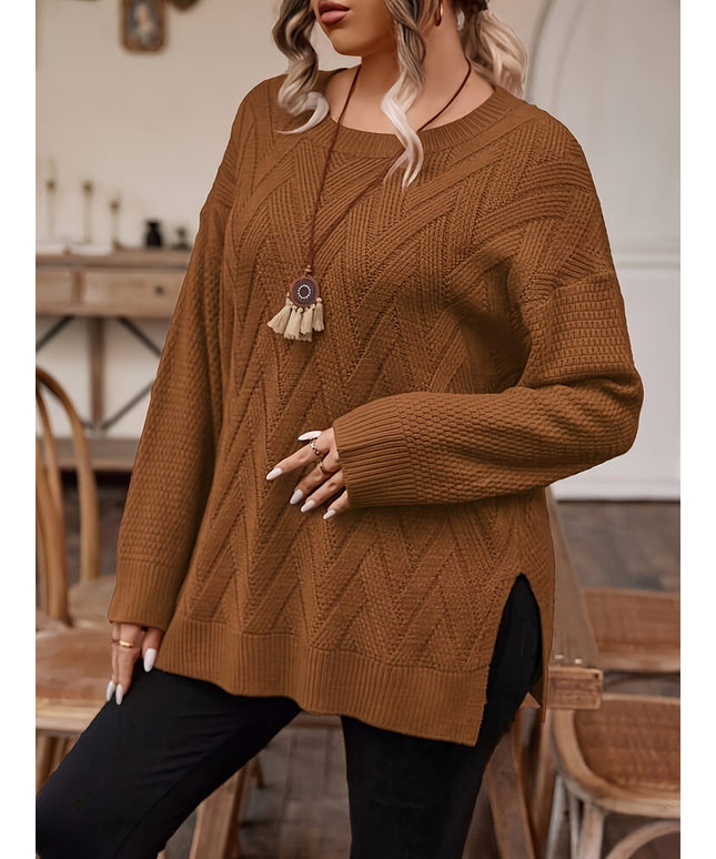 jkthpu-45 Plus Size, Women's Plus Size Elegant Sweater -