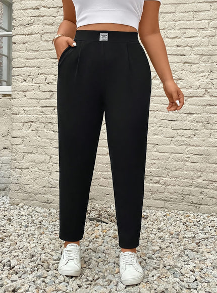 jkthpu-45 Plus Size, Women's Plus Size Elegant Tapered Wide-Leg