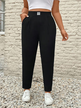 jkthpu-45 Plus Size, Women's Plus Size Elegant Tapered Wide-Leg