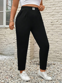 jkthpu-45 Plus Size, Women's Plus Size Elegant Tapered Wide-Leg