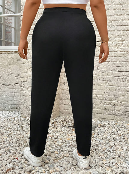 jkthpu-45 Plus Size, Women's Plus Size Elegant Tapered Wide-Leg