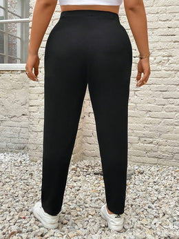 jkthpu-45 Plus Size, Women's Plus Size Elegant Tapered Wide-Leg