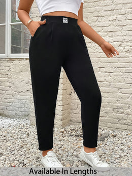 jkthpu-45 Plus Size, Women's Plus Size Elegant Tapered Wide-Leg