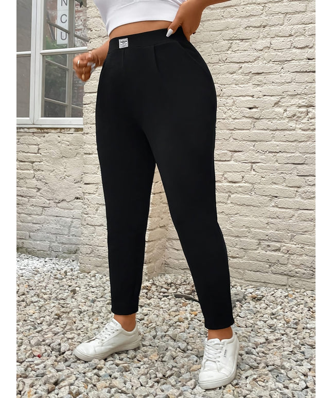 jkthpu-45 Plus Size, Women's Plus Size Elegant Tapered Wide-Leg