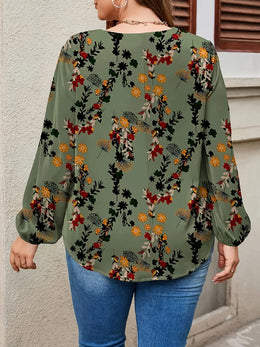 jkthpu-45 Plus Size, Women's Plus Size Elegant V-Neck Long