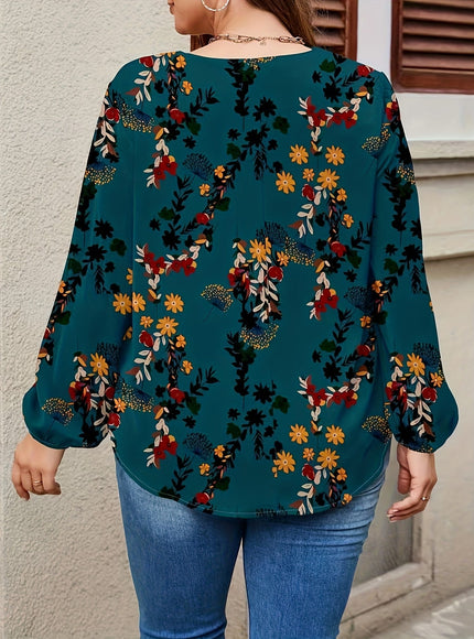 jkthpu-45 Plus Size, Women's Plus Size Elegant V-Neck Long