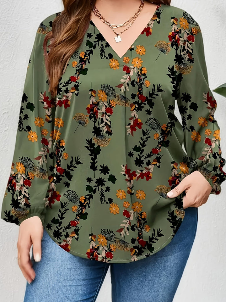Plus Size, Women's Plus Size Elegant V-Neck Long