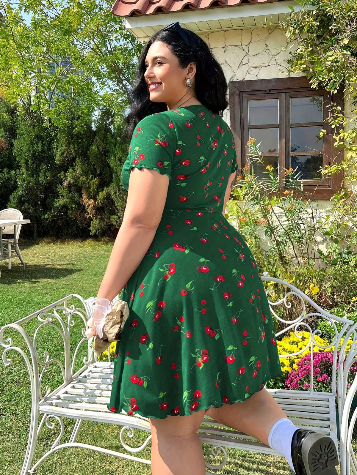 jkthpu-45 Plus Size, Women's Plus Size Floral - Navy blue A-Line dress, Knee-Length party & casual Outfit with Elastic Waist, Flared Hem for Curvy Women - Machine Washable Summer Dress, Ditsy Floral Print Dress