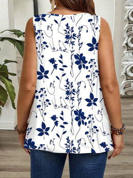 jkthpu-45 Plus Size, Women's Plus Size Floral Print Tank