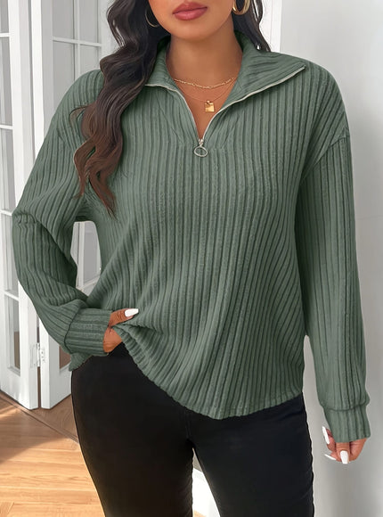 jkthpu-45 Plus Size - Women'S Plus Size Green Ribbed
