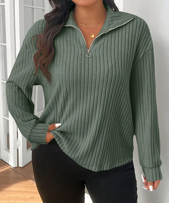 jkthpu-45 Plus Size - Women'S Plus Size Green Ribbed