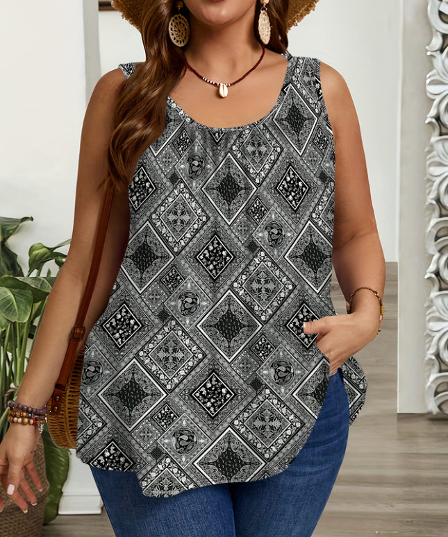 jkthpu-45 Plus Size, Women's Plus Size Loose Fit Sleeveless