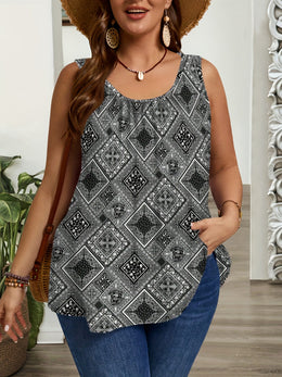 jkthpu-45 Plus Size, Women's Plus Size Loose Fit Sleeveless