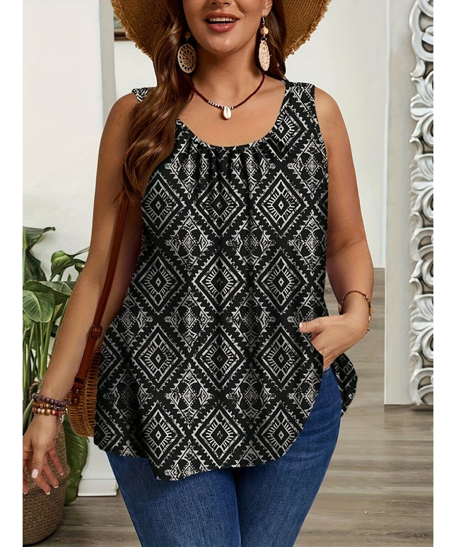 jkthpu-45 Plus Size, Women's Plus Size Loose Fit Sleeveless