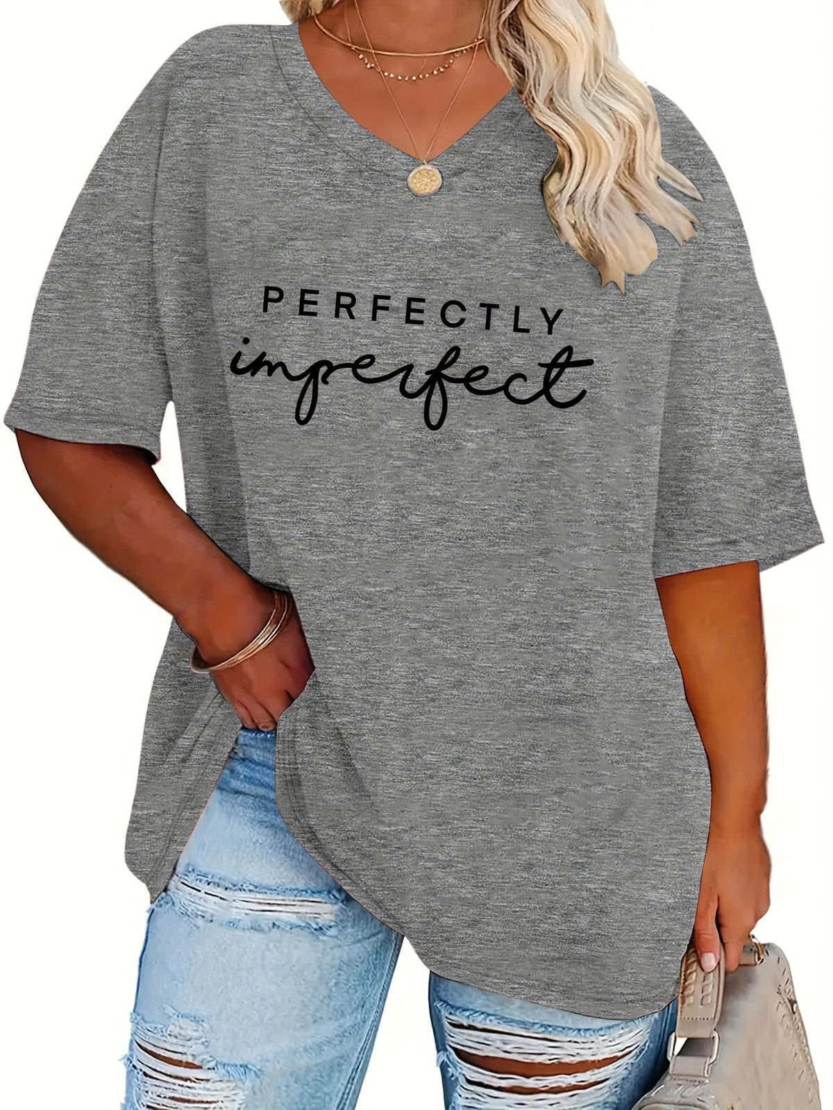 jkthpu-45 Plus Size, Women's Plus Size Oversized T-Shirt -
