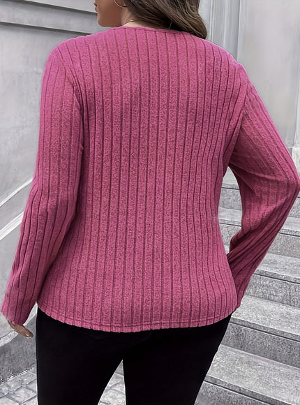 jkthpu-45 Plus Size - Women'S Plus Size Pink Ribbed