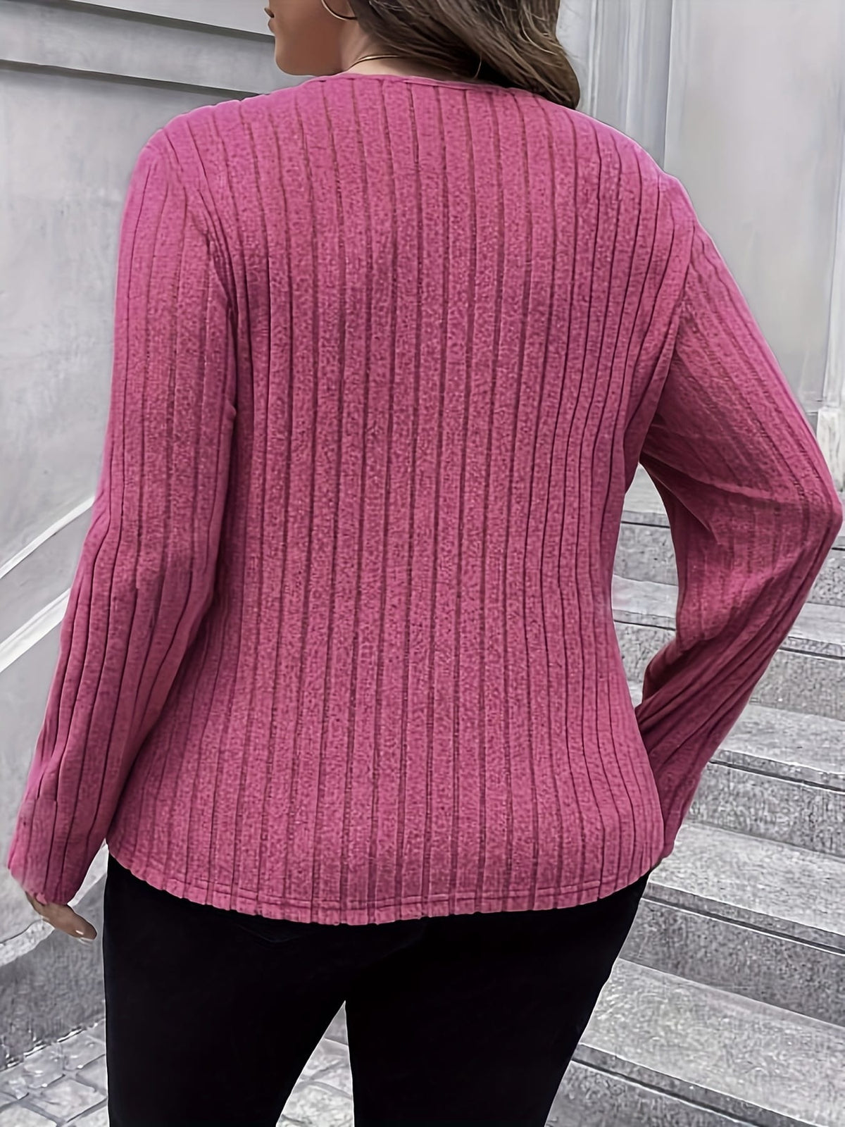 jkthpu-45 Plus Size - Women'S Plus Size Pink Ribbed