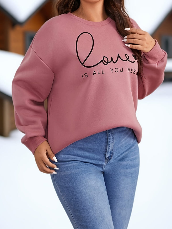 Plus Size - Women'S Plus Size Pink Sweatshirt