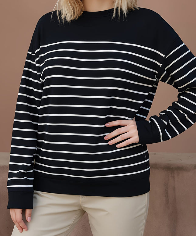 jkthpu-45 Plus Size, Women's Plus Size Round Neck Long