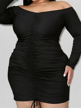 jkthpu-45 Plus Size, Women's Plus Size Sexy One-Shoulder Bodycon mini skirt - Formal party & night out dress, Machine Washable Elegant Evening gown for Women Curvy Figures, Winter Fashion Wear, Textured Fabric Gown