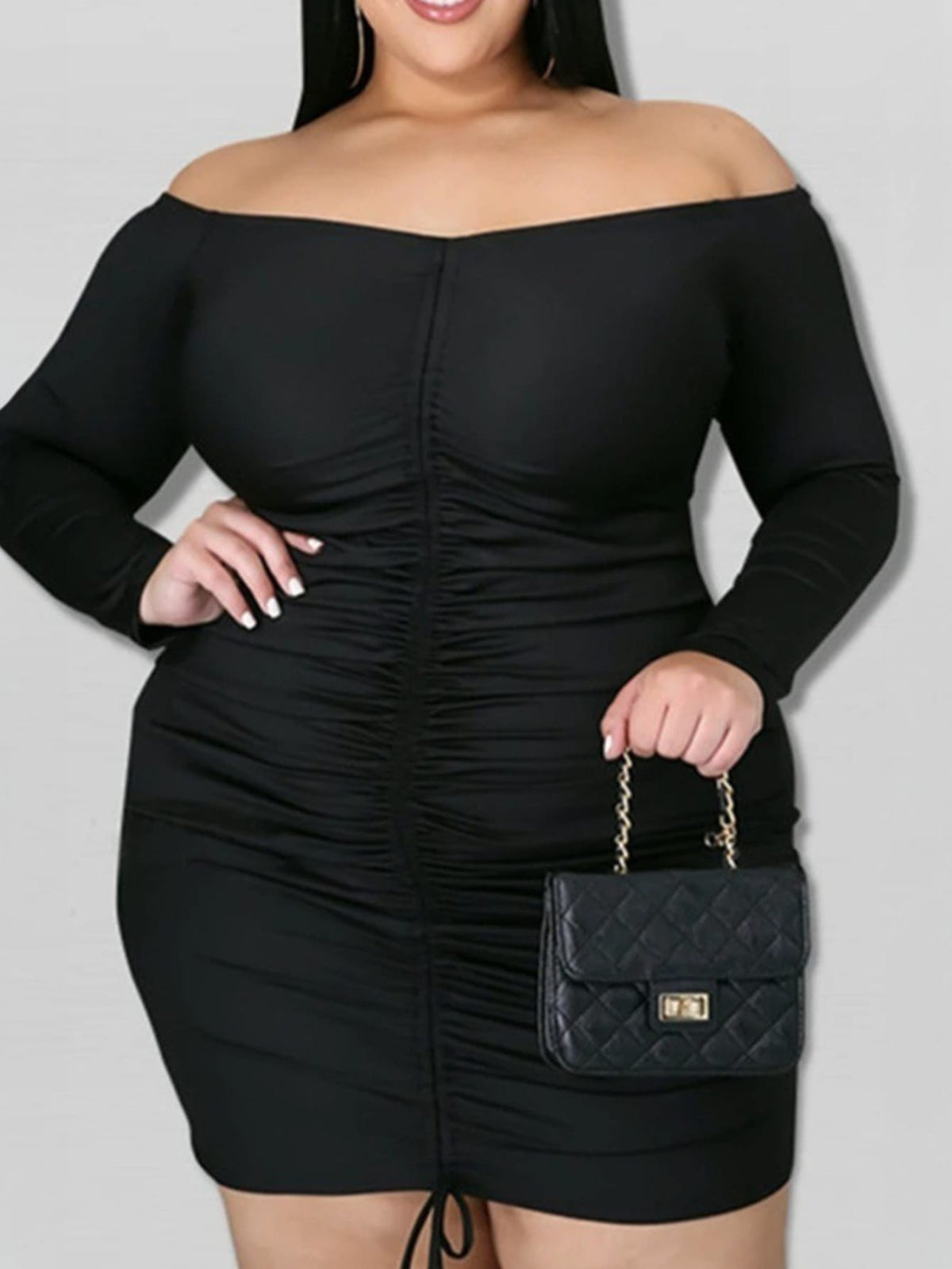 jkthpu-45 Plus Size, Women's Plus Size Sexy One-Shoulder Bodycon mini skirt - Formal party & night out dress, Machine Washable Elegant Evening gown for Women Curvy Figures, Winter Fashion Wear, Textured Fabric Gown