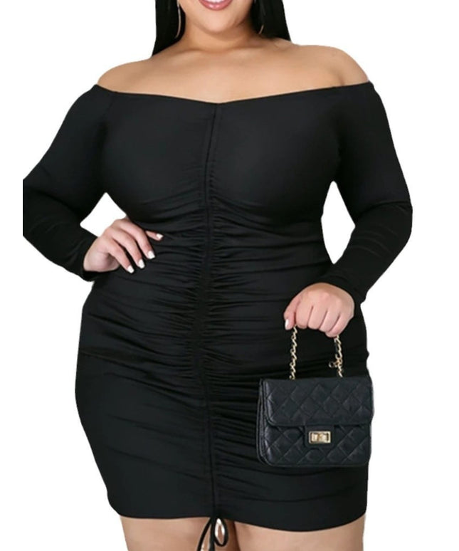 jkthpu-45 Plus Size, Women's Plus Size Sexy One-Shoulder Bodycon mini skirt - Formal party & night out dress, Machine Washable Elegant Evening gown for Women Curvy Figures, Winter Fashion Wear, Textured Fabric Gown