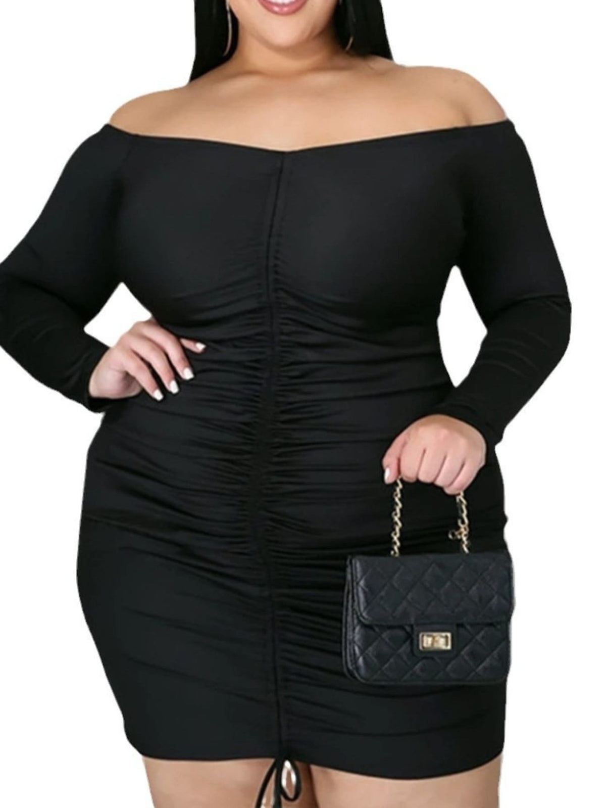 jkthpu-45 Plus Size, Women's Plus Size Sexy One-Shoulder Bodycon mini skirt - Formal party & night out dress, Machine Washable Elegant Evening gown for Women Curvy Figures, Winter Fashion Wear, Textured Fabric Gown